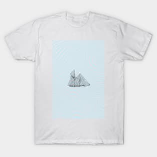 Nautical Sailing Boat Liquid Marble Blue Waves T-Shirt